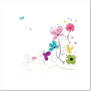 Spring time abstract flowers Posters and Art